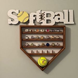 Customizable Ring and ball displays. Softball and baseball home plate.